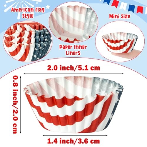 America Mini Cupcake Liners - 600pcs 4th of July Foil Baking Cups America Flag gallery