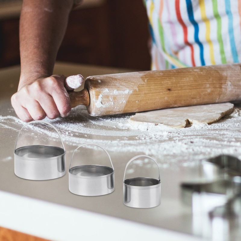 3 Pcs Stainless Steel Cookie Cutter Round 3-piece Set (flat Model) Man gallery