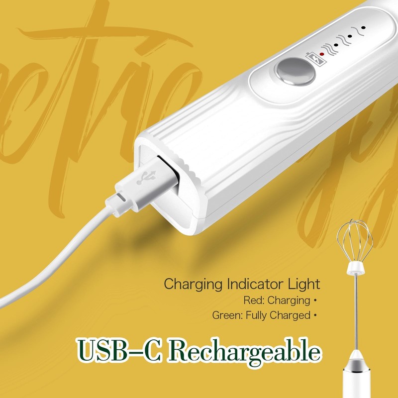Milk Frother Hand Mixer, Rechargeable Whisk, Cordless Handheld Foam Stirrer w... gallery