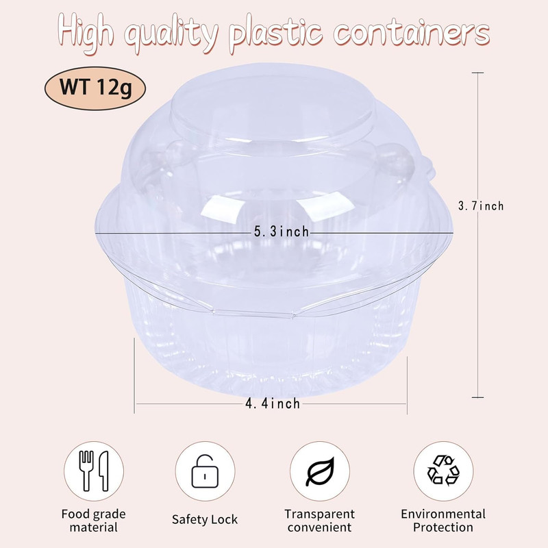 100 Jumbo Muffin Containers，Transparent Cupcake Containers Individual, Clear Muf gallery
