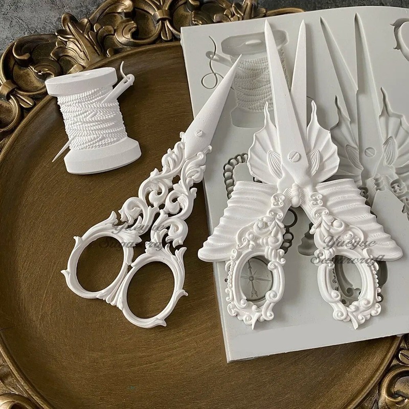 Scissors Silicone Mold Relief Epoxy Resin Plaster Fondant Sewing Set Mould gallery