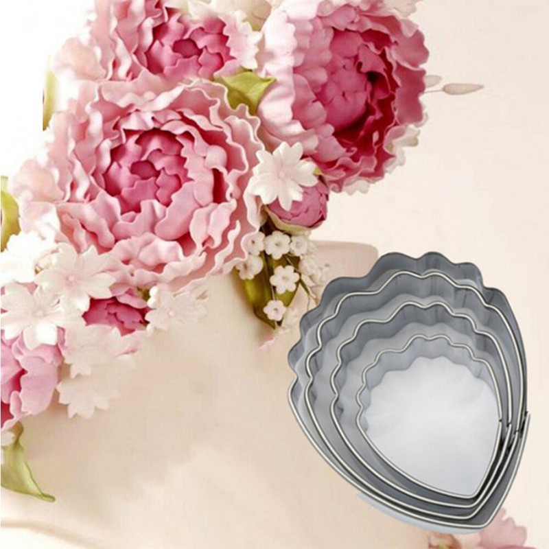 4Pcs Stainless Steel DIY Cookie Cutter Molds Modeling Peony Petal Shape Molds gallery