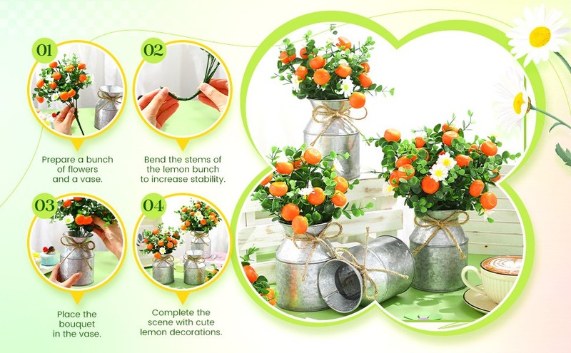 3 Sets Summer Tanrine‌ Oran Centerpieces for Tables Artificial gallery