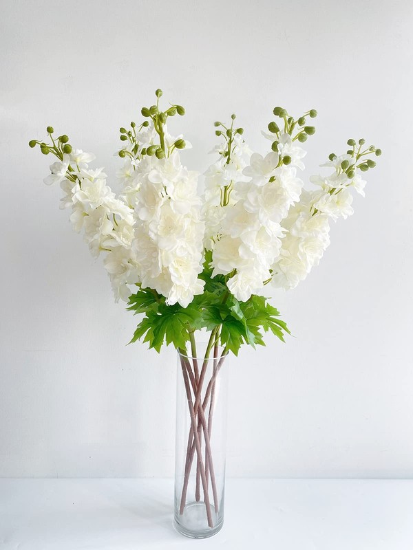 Yalzonemet 3 Pcs White Delphinium Artificial Flower Real Touch Latex Delphinium gallery