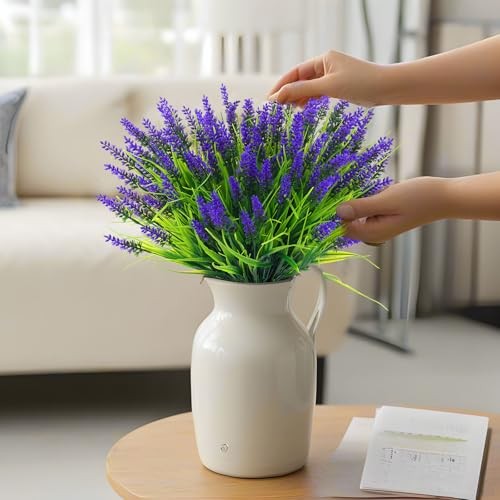 Pcs Artificial Outdoor Flowers UV Resistant Lavender Fake Greenery 22 Purple gallery