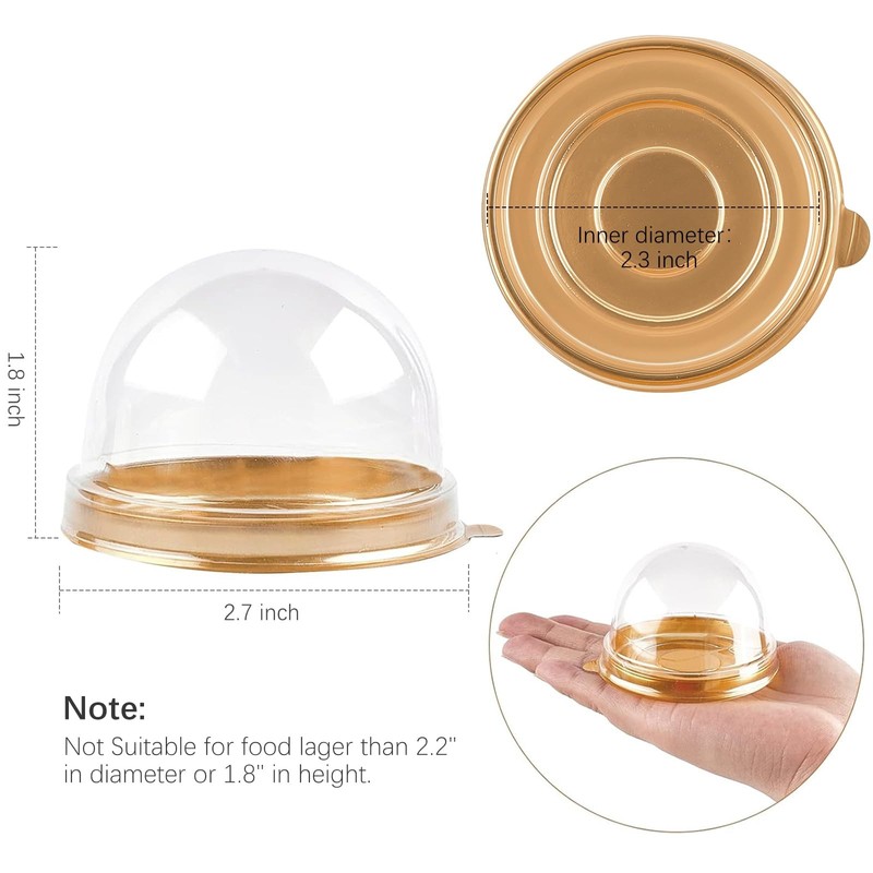 Mini Dessert Containers with Dome Lids, 100Pcs, Gold Base gallery