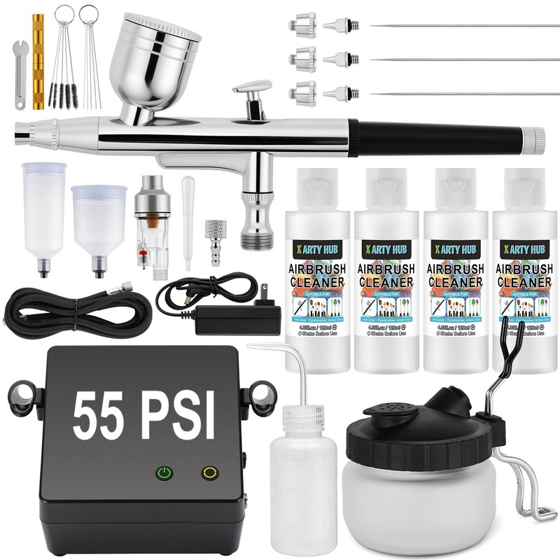 X ARTY HUB Airbrush Kit with Air Compressor, 55 PSI High-Pressure…