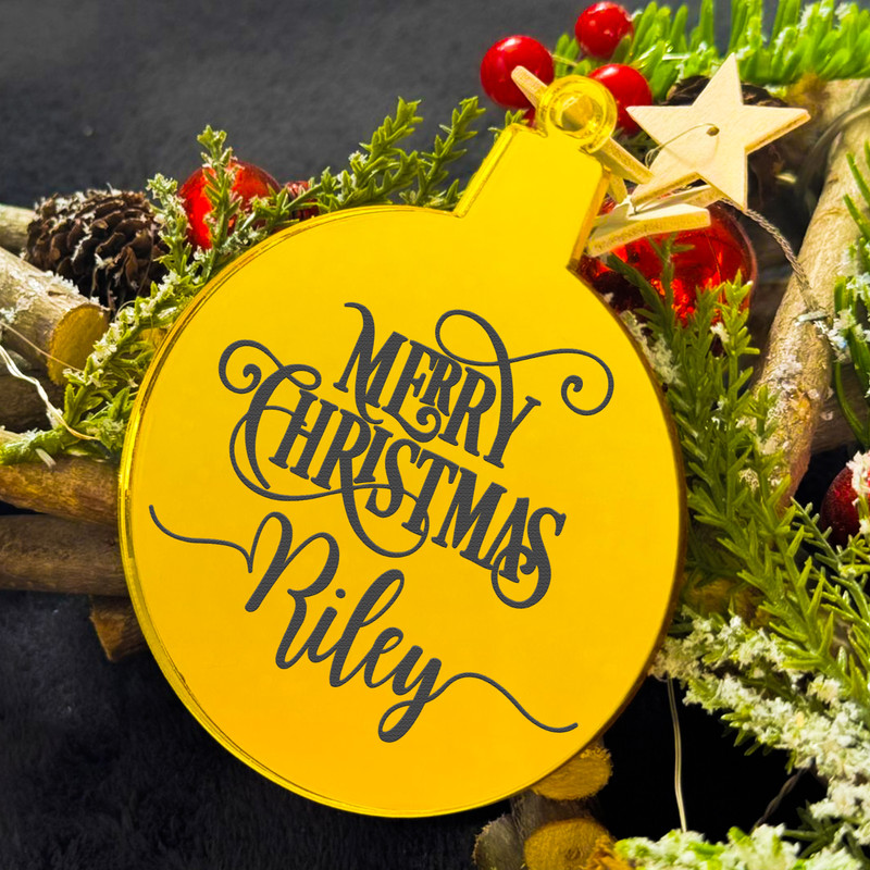PERSONALISED Name Bauble Ornament Custom Acrylic 3mm Tree Decoration gallery