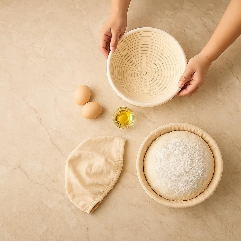 9 inch Premium Round Bread Basket with Liner for Making Beautiful Bread gallery