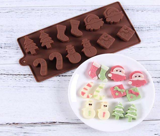 Onlineforu LTD Christmas Santa Chocolate Silicone Mould – Tree, Snowman, Candy