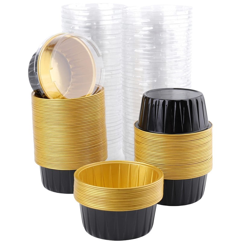 100 Pcs Baking Cups with Lids 3" Cupcake Tin Pan Holder for Wedding Party gallery