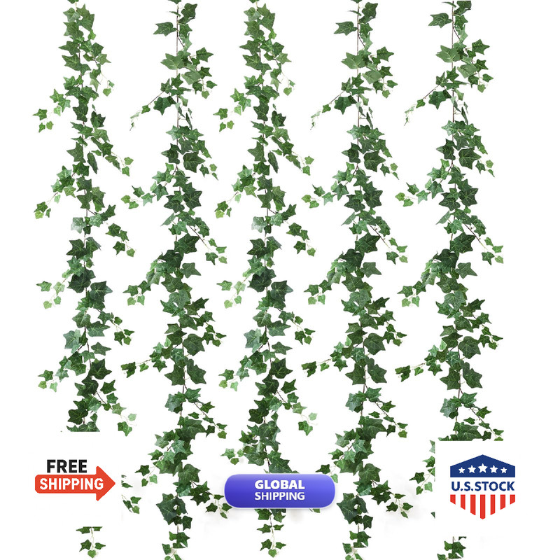 Mizii 5 Pack 395 Artificial Vines Ivy Garland Fake Vine Realistic Silk Green