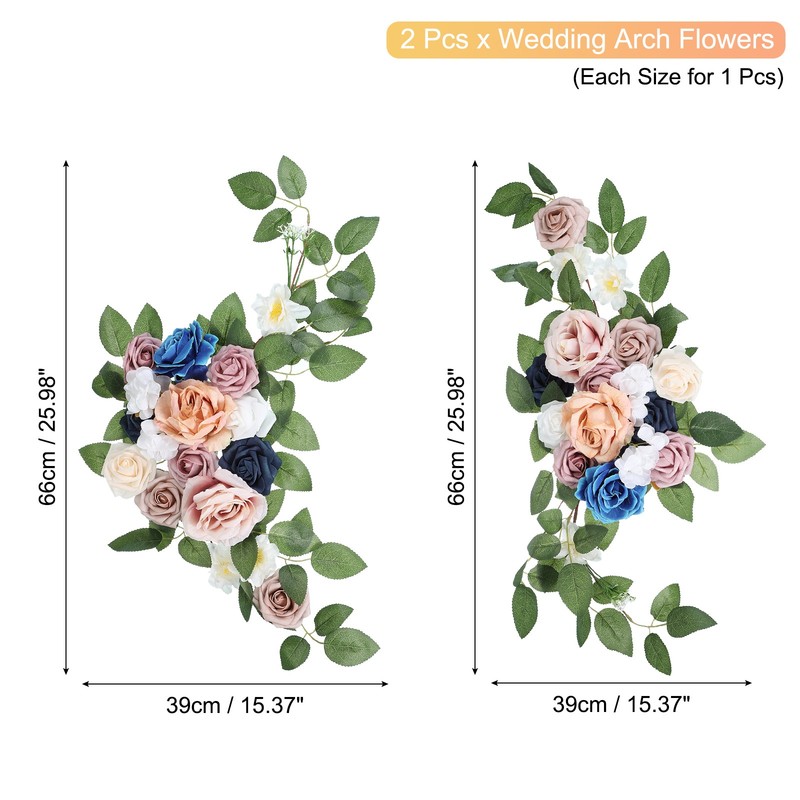 Wedding Arch Flowers, 2Pcs, Dark Pink/Navy Blue, Ceremony Background gallery