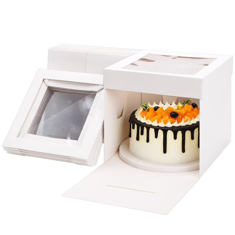 10 Pieces Tall Cake Boxes White Pie Box Deep Cake Box with Window Disposable …