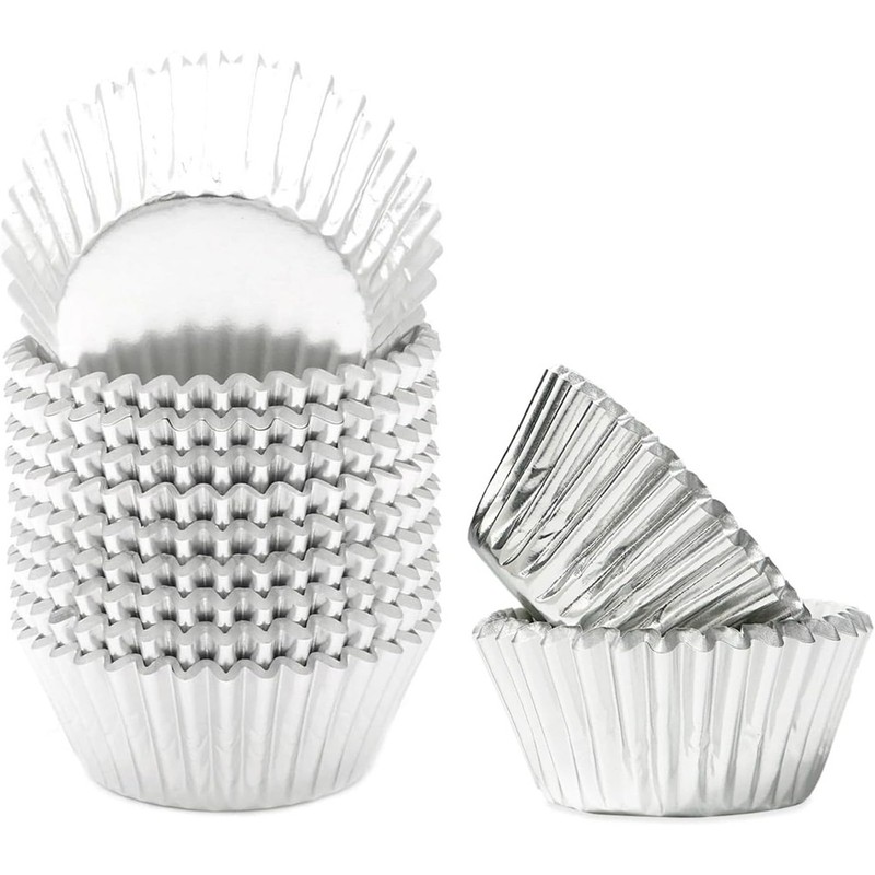 500pcs Silver Foil Cupcake Liners for Baking Baking Cups Thick & Sturdy,1904