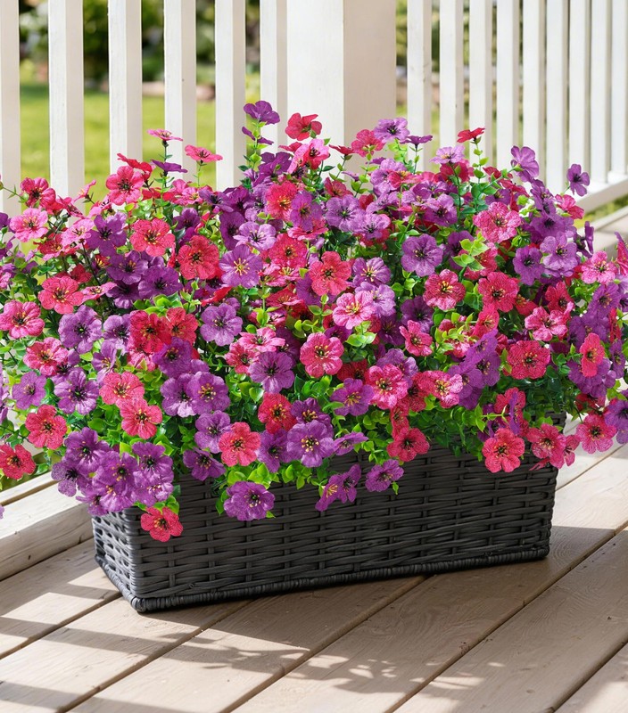 Ivydale Artificial Flowers For Outdoor 24 Bundles Fake Mums Eucalyptus Leaves