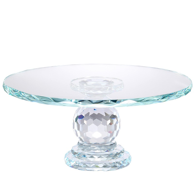 11″ Glass Crystal Cake Stand Table Dessert Display Round Plate Party Decoration