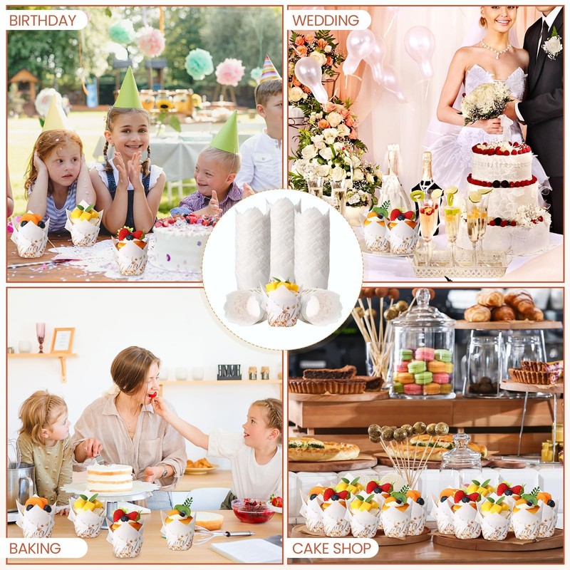 200 PCS Fall Floral Tulip Cupcake Liners Autumn Wildflower Muffin Cups gallery