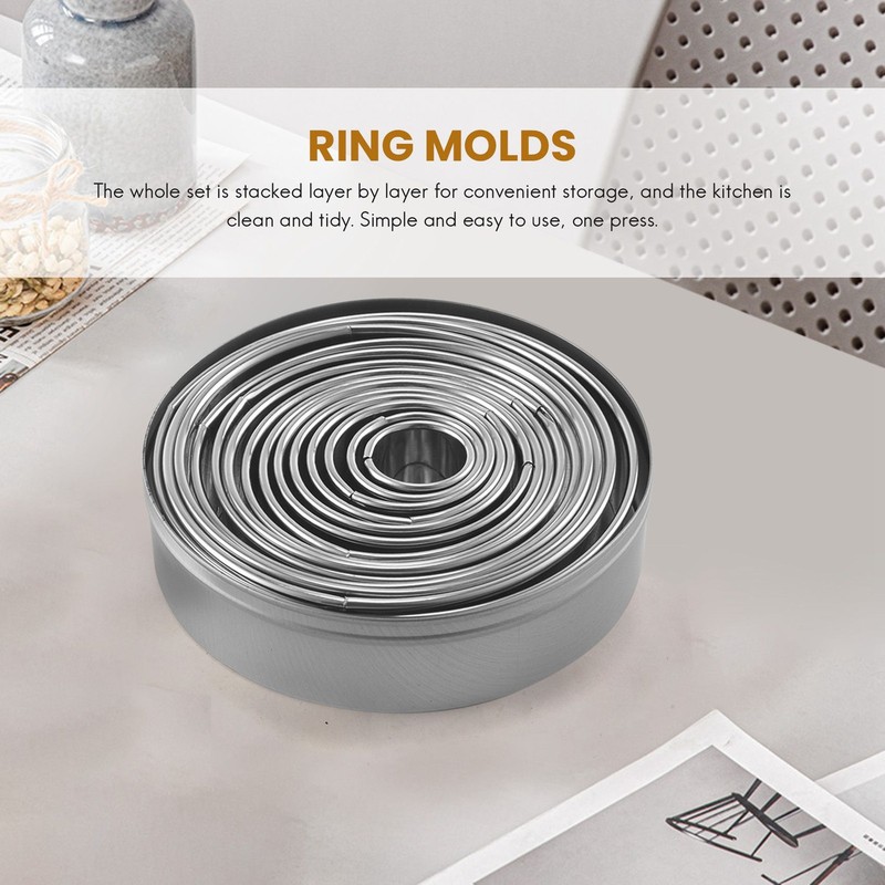14Pcs/Set Round Cookie Biscuit Cutter Set Stainless Steel Mousse Cake Mold8910 gallery
