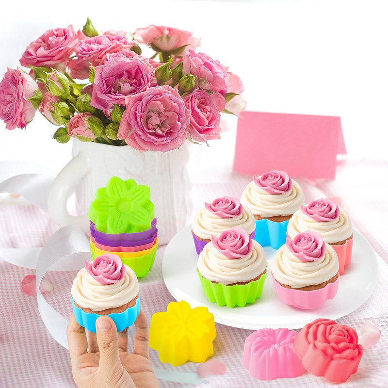 Paquete de 42 moldes de silicona para cupcakes. gallery