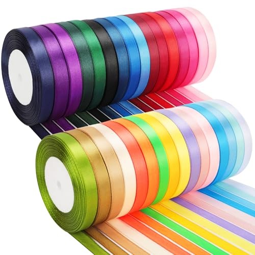 800 Yards Ribbon,3/8 Inch Satin Ribbon,Single 25 yards 32 Colors (3/8 Inch)