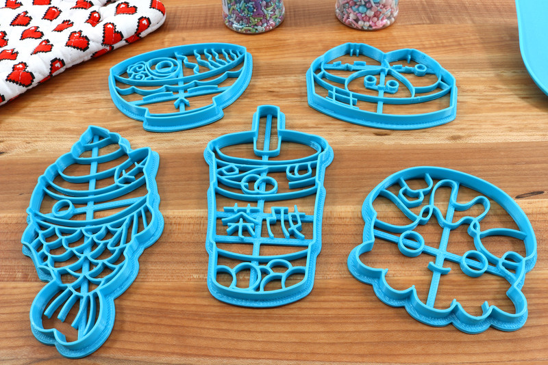Asian Foods Set 1 Cookie Cutters - Bubble Tea, Taiyaki, Dumpling Trio, Takoyaki gallery
