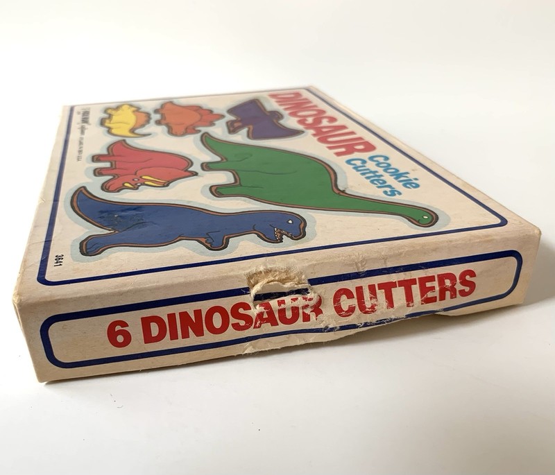 Vintage 1985 Dinosaur Metal Cookie Cutters Set of 6 Made in USA Fox Run gallery