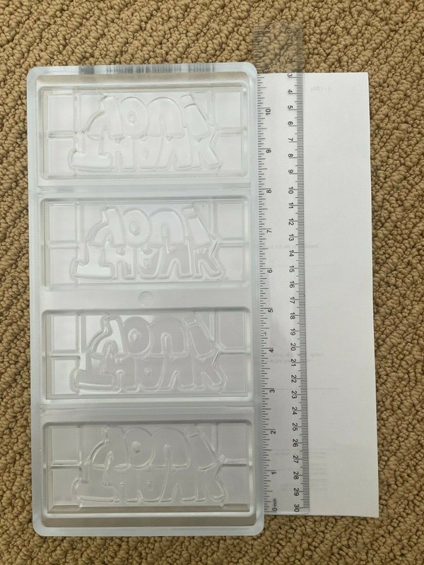 4-Cavity EU  PC Chocolate Mold with THANK YOU Tray Mould 4.6"x2"x.3" "NEW" gallery