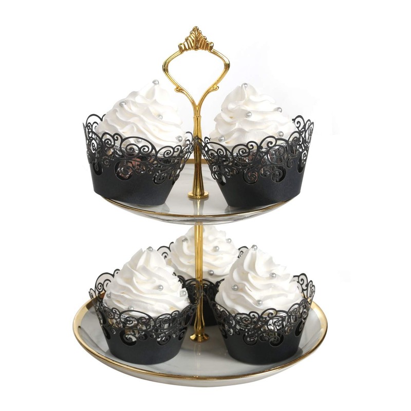 Cupcake Wrappers 100 Pack Filigree Vine Laser Cut Liner Black Baking Case Tray gallery