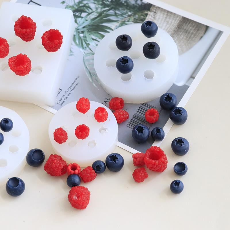 3d Blueberry Raspberry Candle Mold Fruit Fondant Silicone Diy Baking Tool gallery