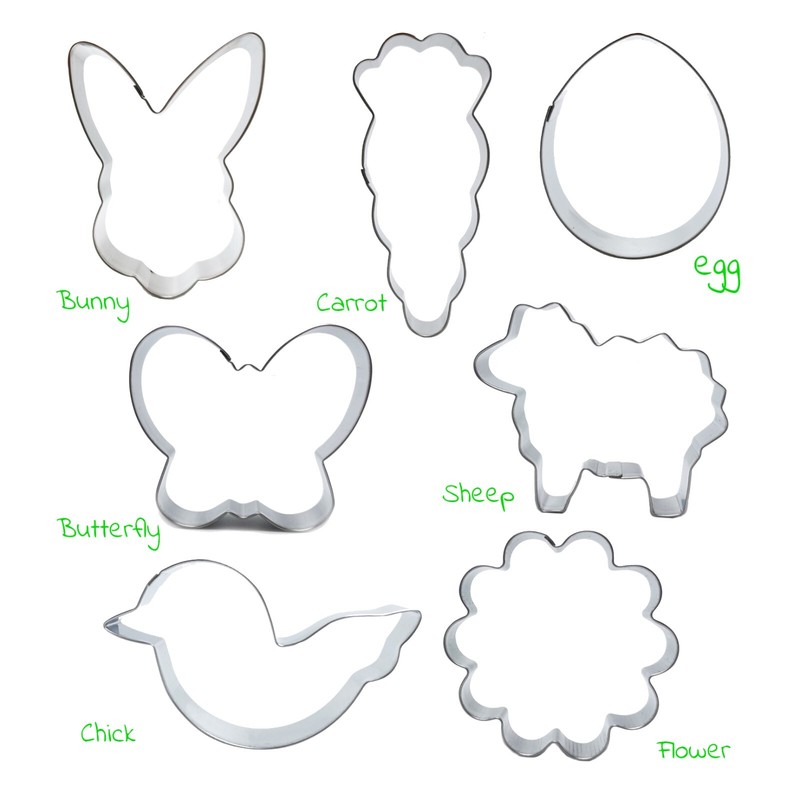 7 Pcs Stain Steel Easter Cookie Cutter Set - Egg Carrot Bunny Flower Sheep etc