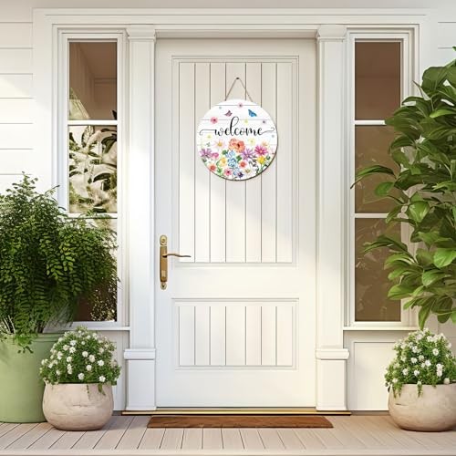 Spring Summer Flower Welcome Door Sign Wildflower Wooden Wildflower vivid gallery