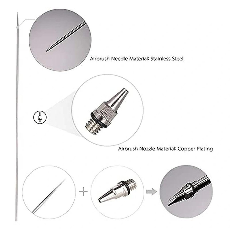 HUBEST 10Pcs Airbrush Replacement Parts Kit, 0.3mm Needle & 0.3MM, SILVER gallery