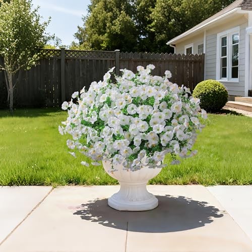24 Bundles Artificial Flowers for Outdoors Summer Outside Decoration, White gallery
