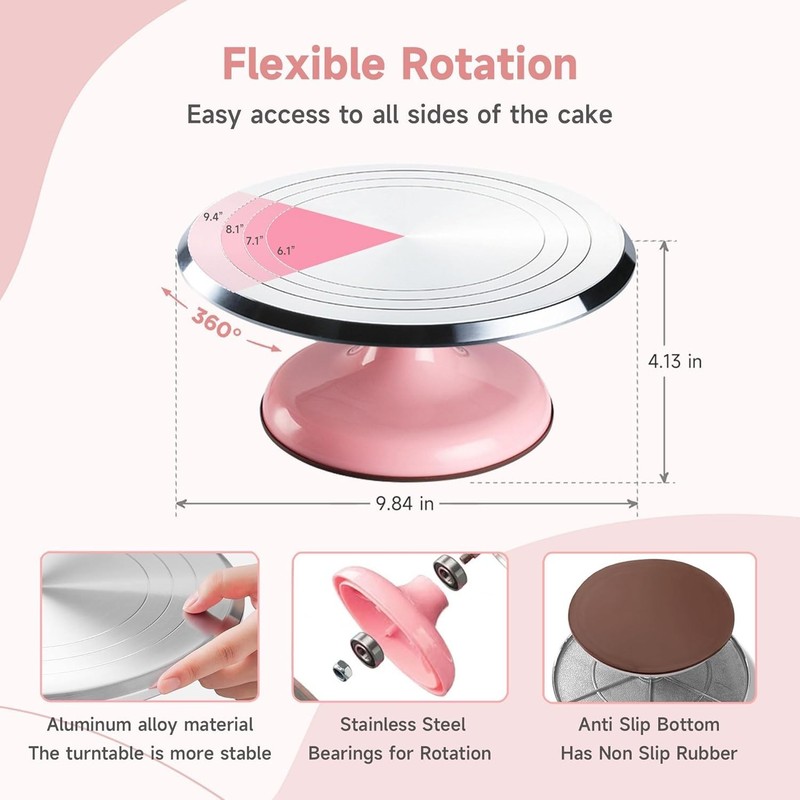 138-Piece Cake Decorating Kit with Turntable & 64 Icing Tips – Perfect for Al... gallery