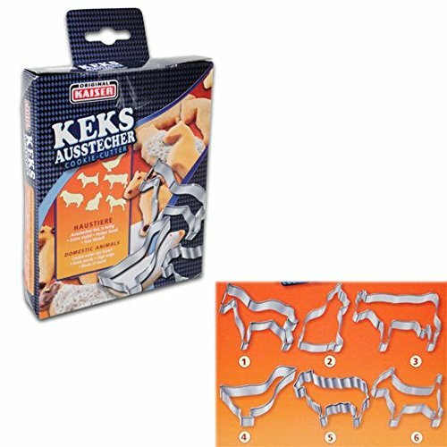 Kaiser Keks Animal Cookie Cutters Domestic Set of 6 Cat Dog Horse Duck Cow Sheep