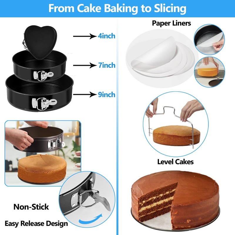 Makmeng 722pcs Cake Decorating Kit Baking Supplies with Springform Pans, Cak... gallery