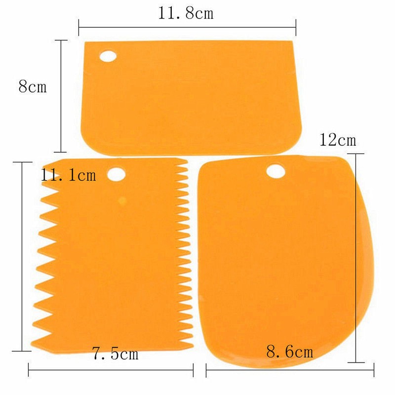 Dough Cake Pastry Decoration Tools Plastic Scraper Baking Icing 3Pcs/set Fondant gallery