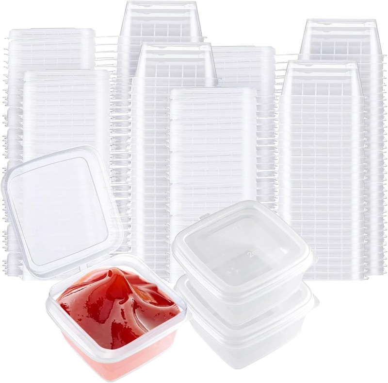 Square-shaped Disposable Sauce Cup Set – All-in-One Design with 4 Size Options,