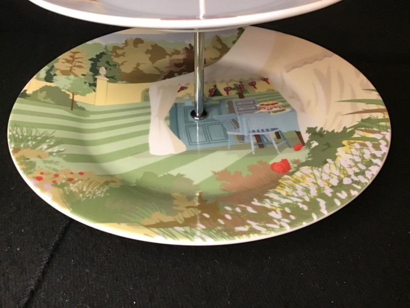 NWOT w/Box The Great British Bake Off 2Tier Cake Desserts Stand Porcelain Plates gallery