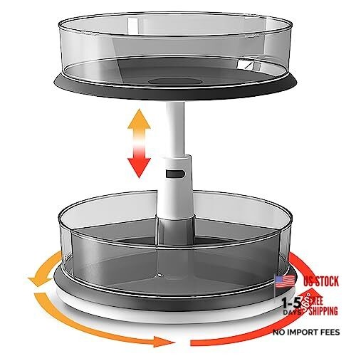 2 Tier Lazy Susan Turntable Organizer for Medicine Cabinet Bottle Pantry
