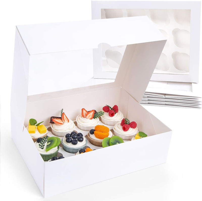6 Pcs White Cardboard Cupcake box hold up to 72 cupcakes