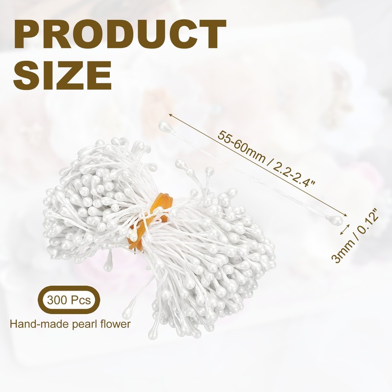 300Pcs 3mm Double Heads Flower Stamen Artificial Flower Pistil White gallery