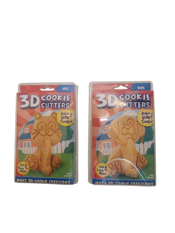 3D Cookie Cutters Dog And Cat Set Bake A Giant Cookie Recipe Included