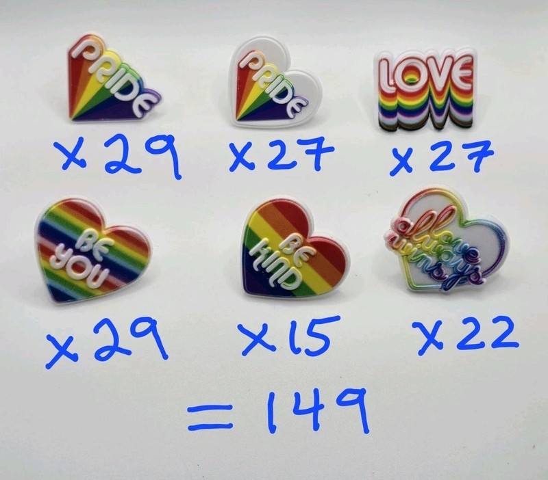 Lot of 149 Pride Cupcake Ring Toppers Be You Kind Love Always Wins Heart LGBTQIA