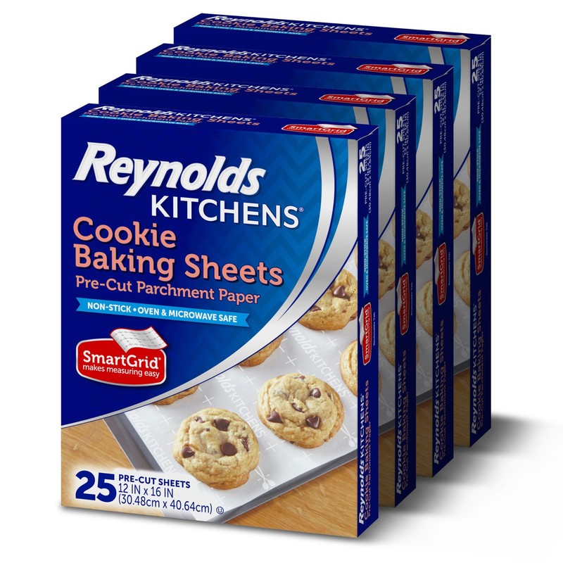 Kitchens Cookie Baking Sheets, Pre-Cut Parchment Paper, 25 Count per Pack (Pa…