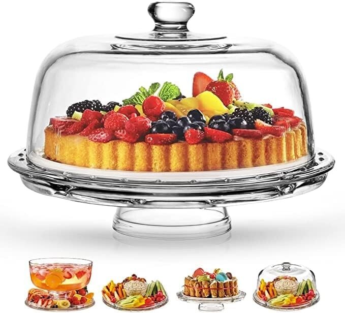 Portable Elegant Glass Cake Stand with Dome - Ideal for Events and Entertaining gallery