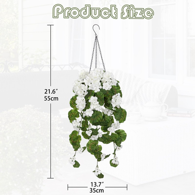 Briful Artificial Hanging Basket For Outdoor White Geraniums Fake Hanging gallery