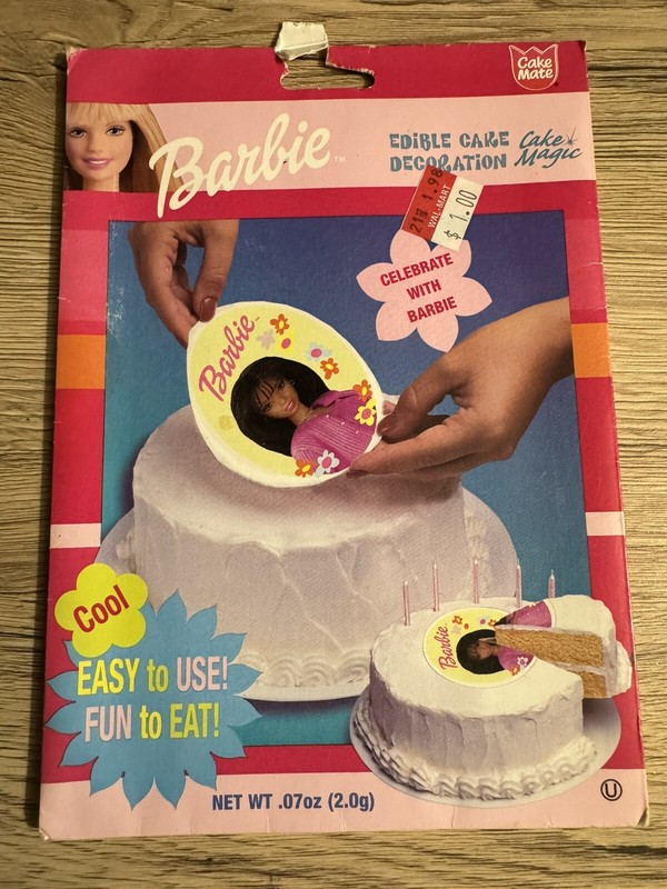 Vintage Barbie Edible Cake Decoration -1999- Cake Mate- Walmart Price Label