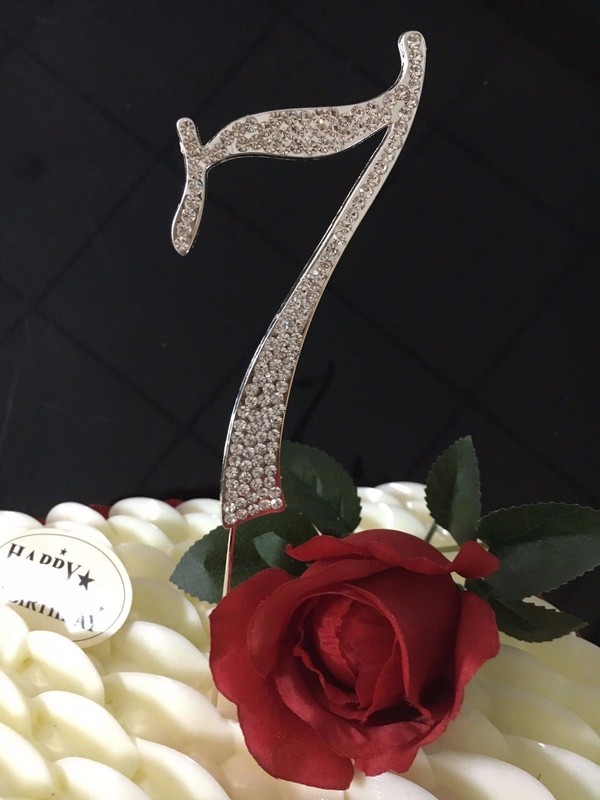 Diamante Rhinestone Cake Topper Gold & Silver Single Numbers 7cm & 12cm gallery